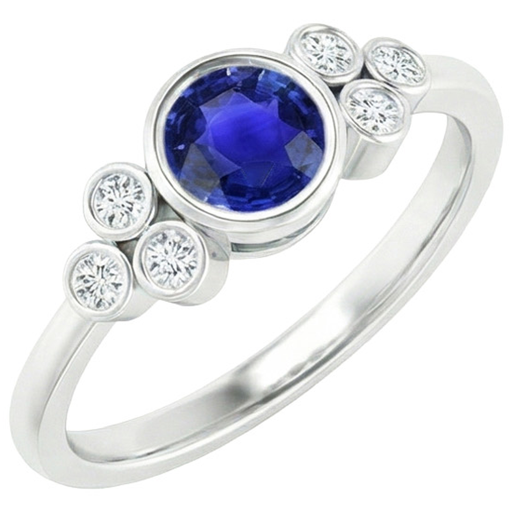 Anello di fidanzamento con castone in oro con zaffiro di Ceylon e diamante 1.75 carati
