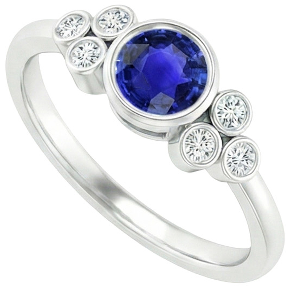 Anello di fidanzamento con castone in oro con zaffiro di Ceylon e diamante 1.75 carati