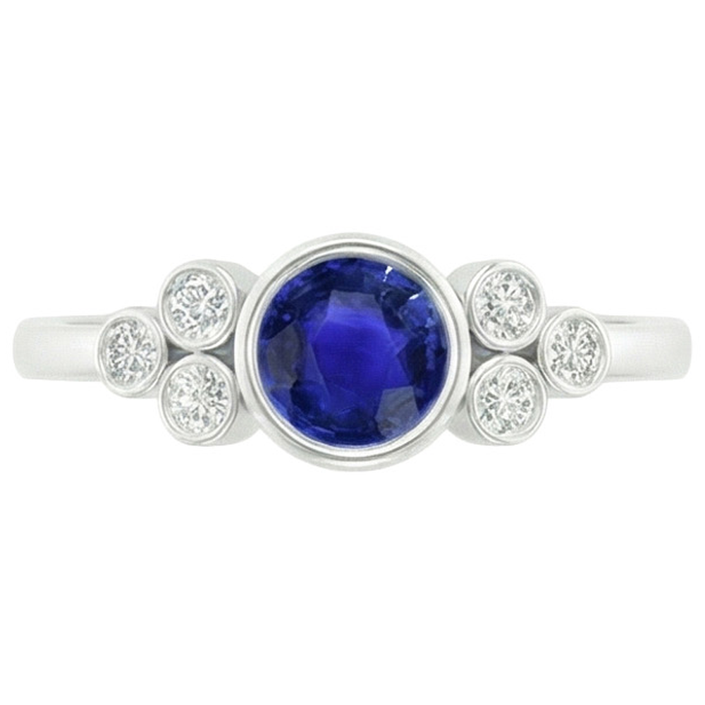 Anello di fidanzamento con castone in oro con zaffiro di Ceylon e diamante 1.75 carati