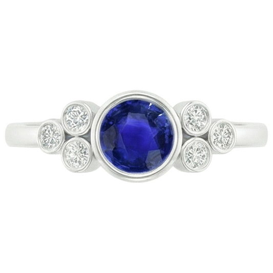 Anello di fidanzamento con castone in oro con zaffiro di Ceylon e diamante 1.75 carati