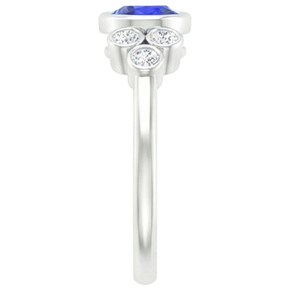 Anello di fidanzamento con castone in oro con zaffiro di Ceylon e diamante 1.75 carati