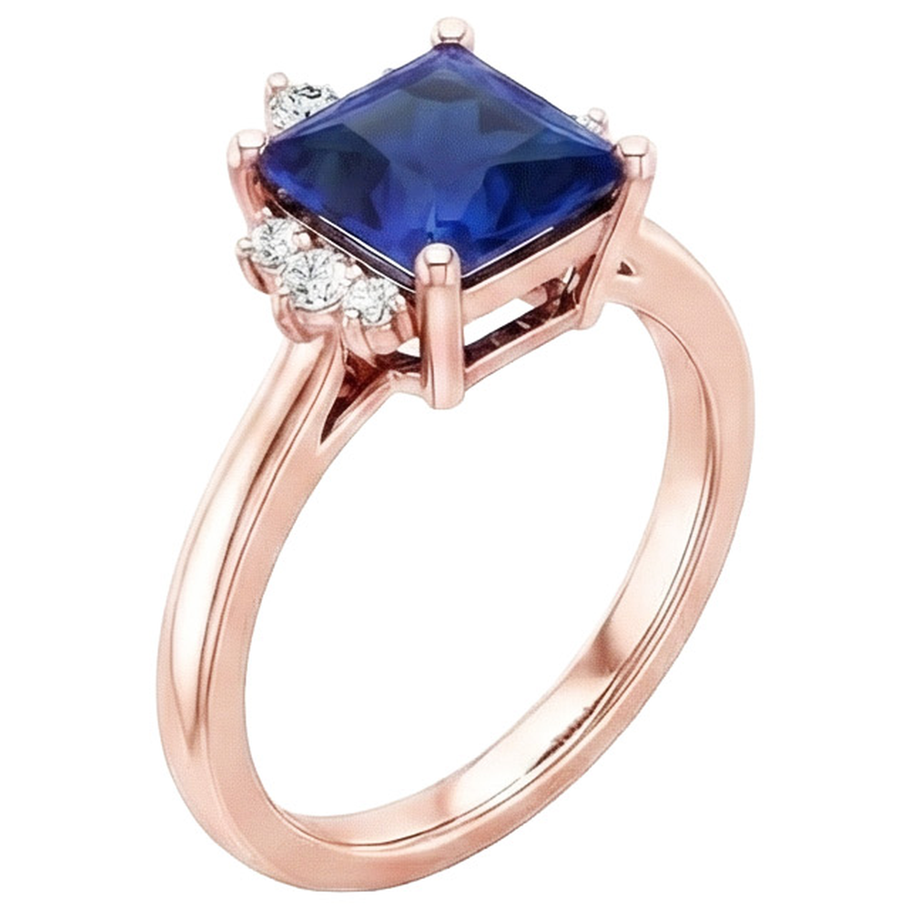 vero princess zaffiro 5.50carati anello angolo laterale