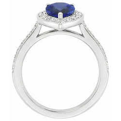Anello di fidanzamento con diamante Halo Pera Srilanka Zaffiro 4.50 carati