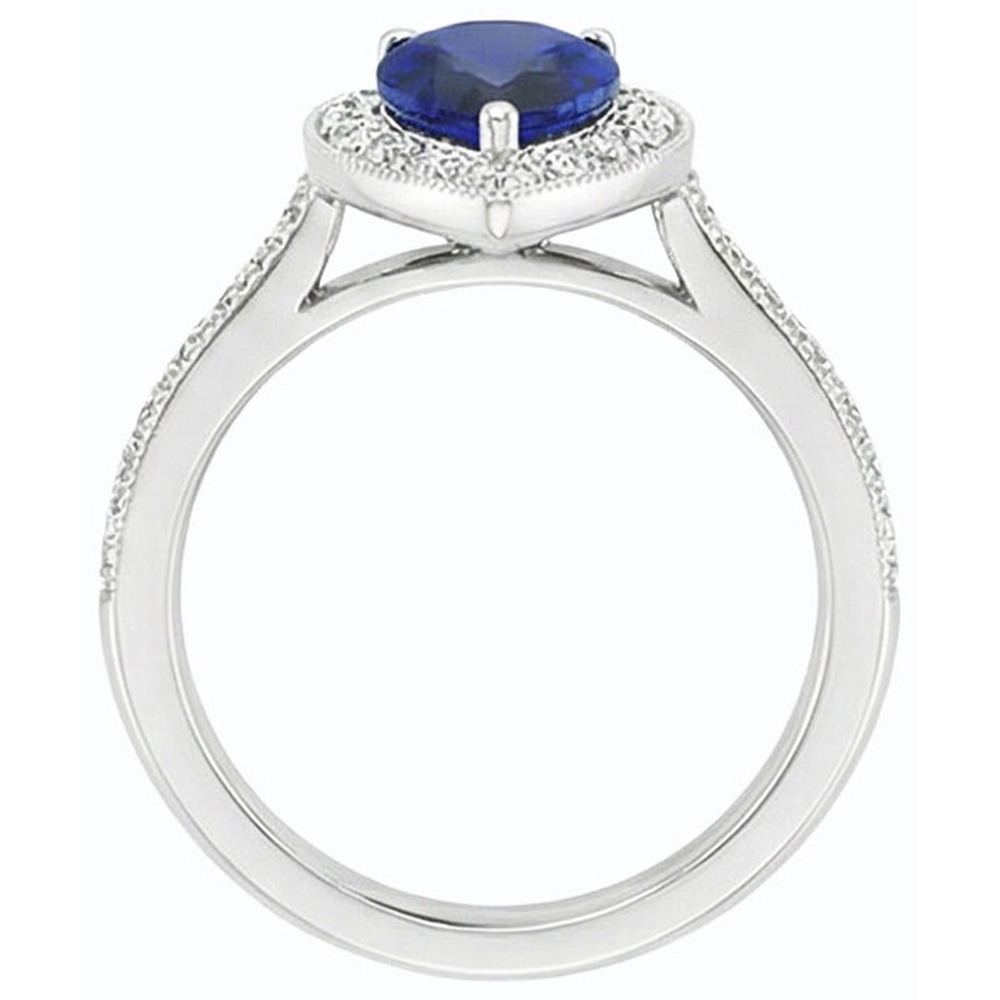 Anello di fidanzamento con diamante Halo Pera Srilanka Zaffiro 4.50 carati