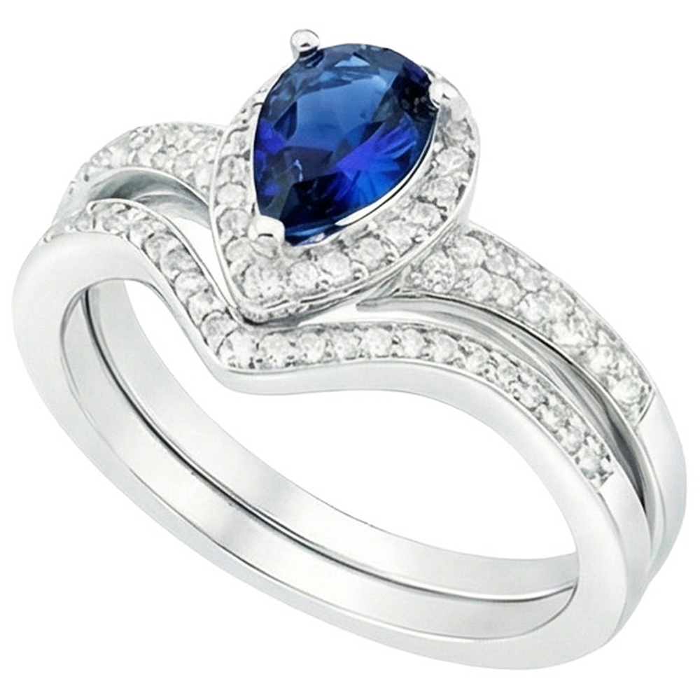 vero pear diamante 4carati anello vista frontale