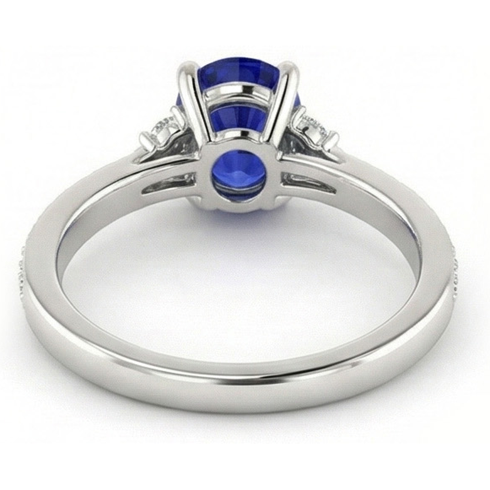 vero round diamante 3.50carati anello vista di profilo