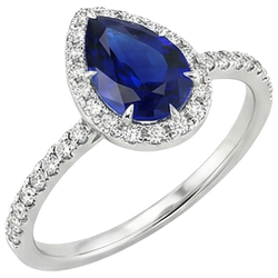 Anello di fidanzamento con diamante a goccia stile pera zaffiro blu 6.20 carati