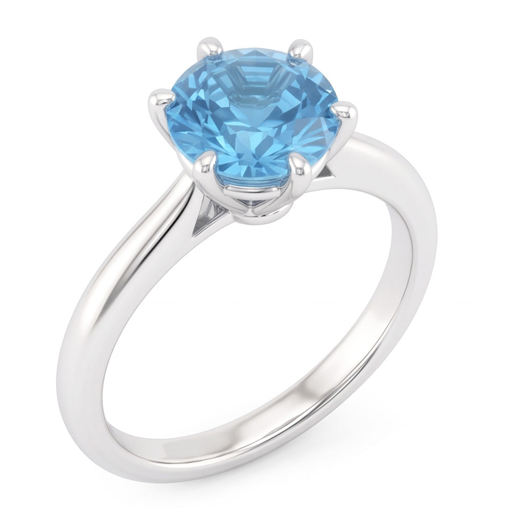 Anello di fidanzamento con diamante blu 2 ct e pietre preziose in oro bianco