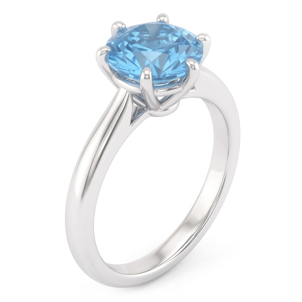 Anello di fidanzamento con diamante blu 2 ct e pietre preziose in oro bianco