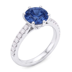 Anello di fidanzamento con diamante blu da 2 carati con gemma a 6 punte