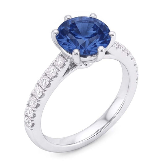 Anello di fidanzamento con diamante blu da 2 carati con gemma a 6 punte
