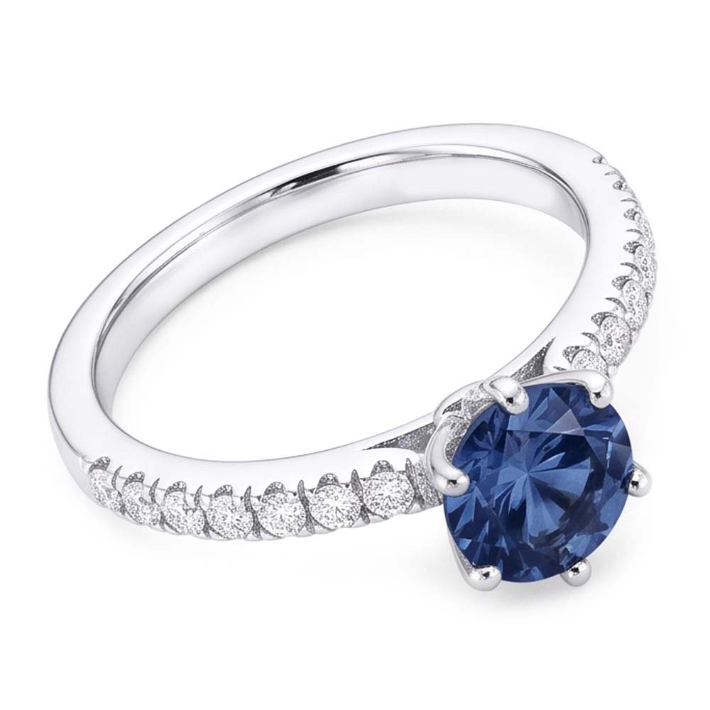 Anello di fidanzamento con diamante blu da 2 carati con gemma a 6 punte