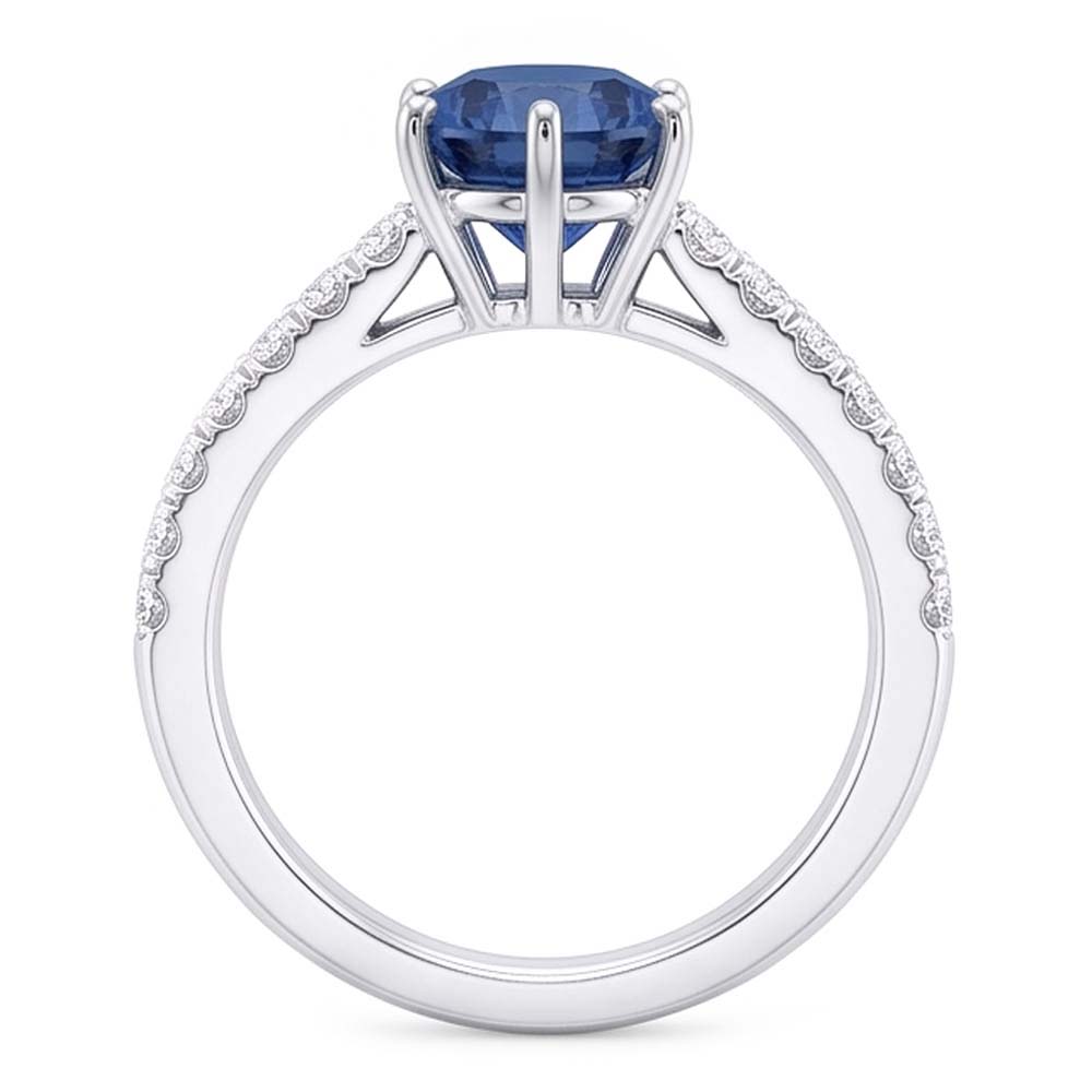 Anello di fidanzamento con diamante blu da 2 carati con gemma a 6 punte