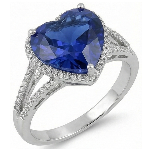 Anello di fidanzamento con diamante blu zaffiro blu Sri Lanka grande cuore 5.75 carati