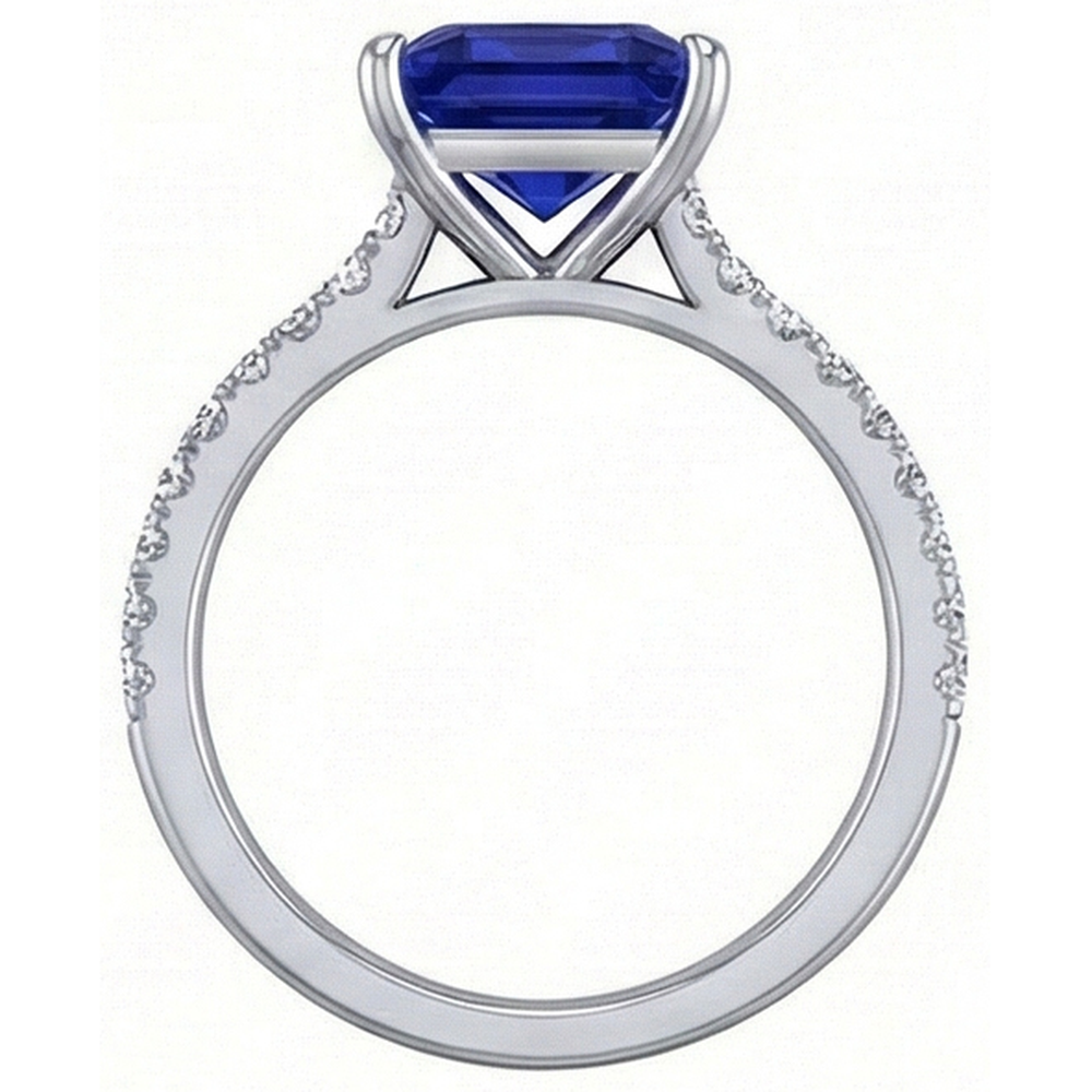 Anello di fidanzamento con diamante da donna con zaffiro di Ceylon taglio principessa 4.75 carati
