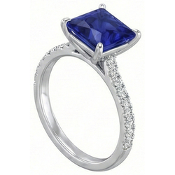 Anello di fidanzamento con diamante da donna con zaffiro di Ceylon taglio principessa 4.75 carati