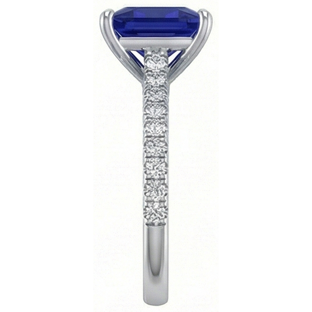 Anello di fidanzamento con diamante da donna con zaffiro di Ceylon taglio principessa 4.75 carati
