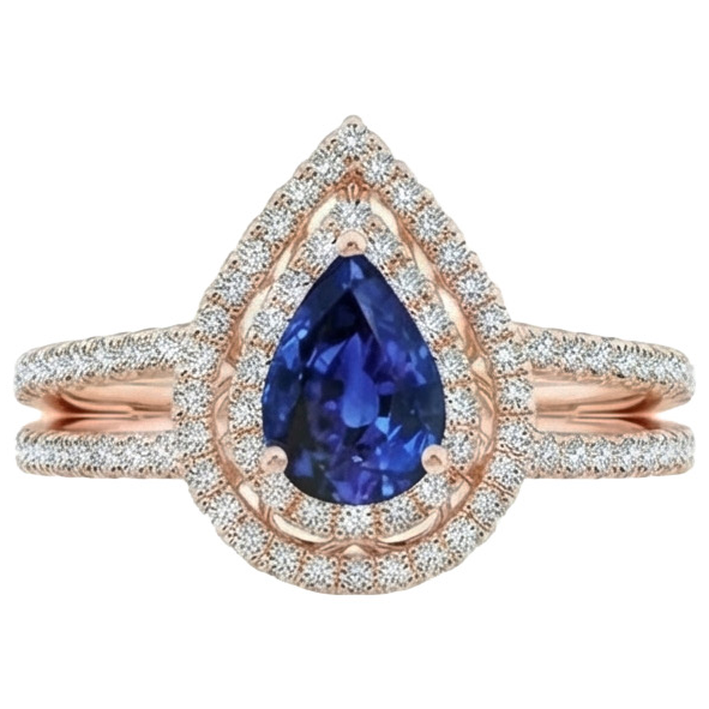 vero pear diamante 5.75carati anello angolo laterale