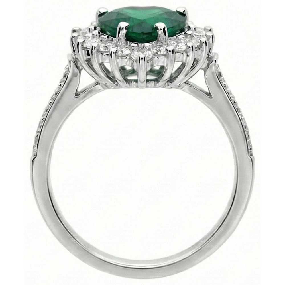 Anello di fidanzamento con diamante e Verde smeraldo taglio cuore 6 carati oro bianco 14K