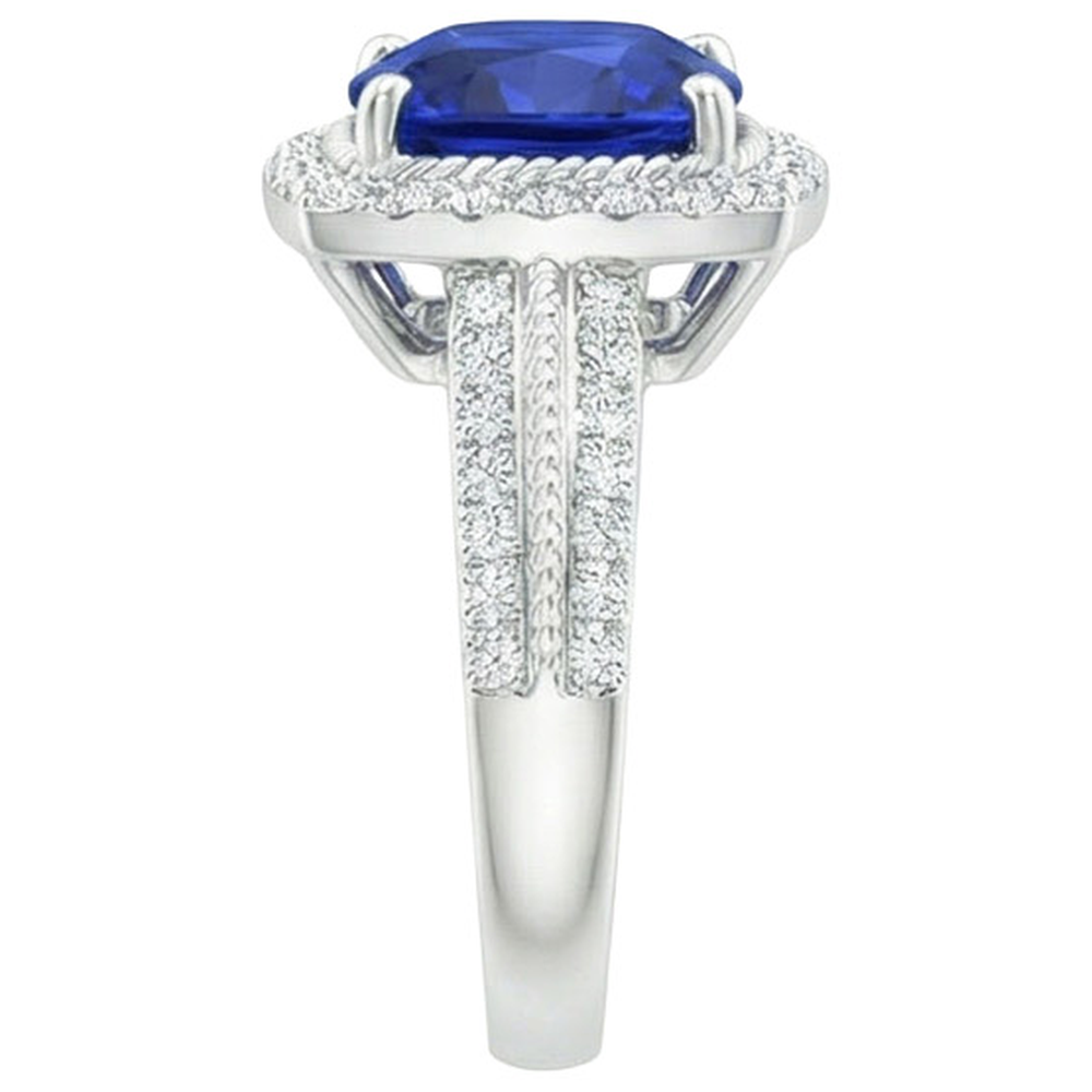 vero round diamante 3.70carati anello vista di profilo