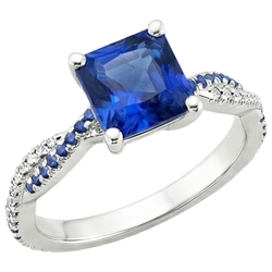 Anello di fidanzamento con diamante fantasia Zaffiri blu di Ceylon Oro 3.45 carati
