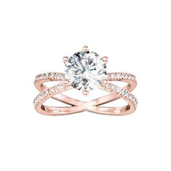 Anello di fidanzamento con diamante in oro rosa 14 carati con gambo intrecciato e 1,50 carati - harrychadent.it