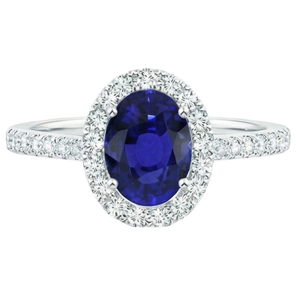 vero oval diamante 5.50carati anello vista frontale