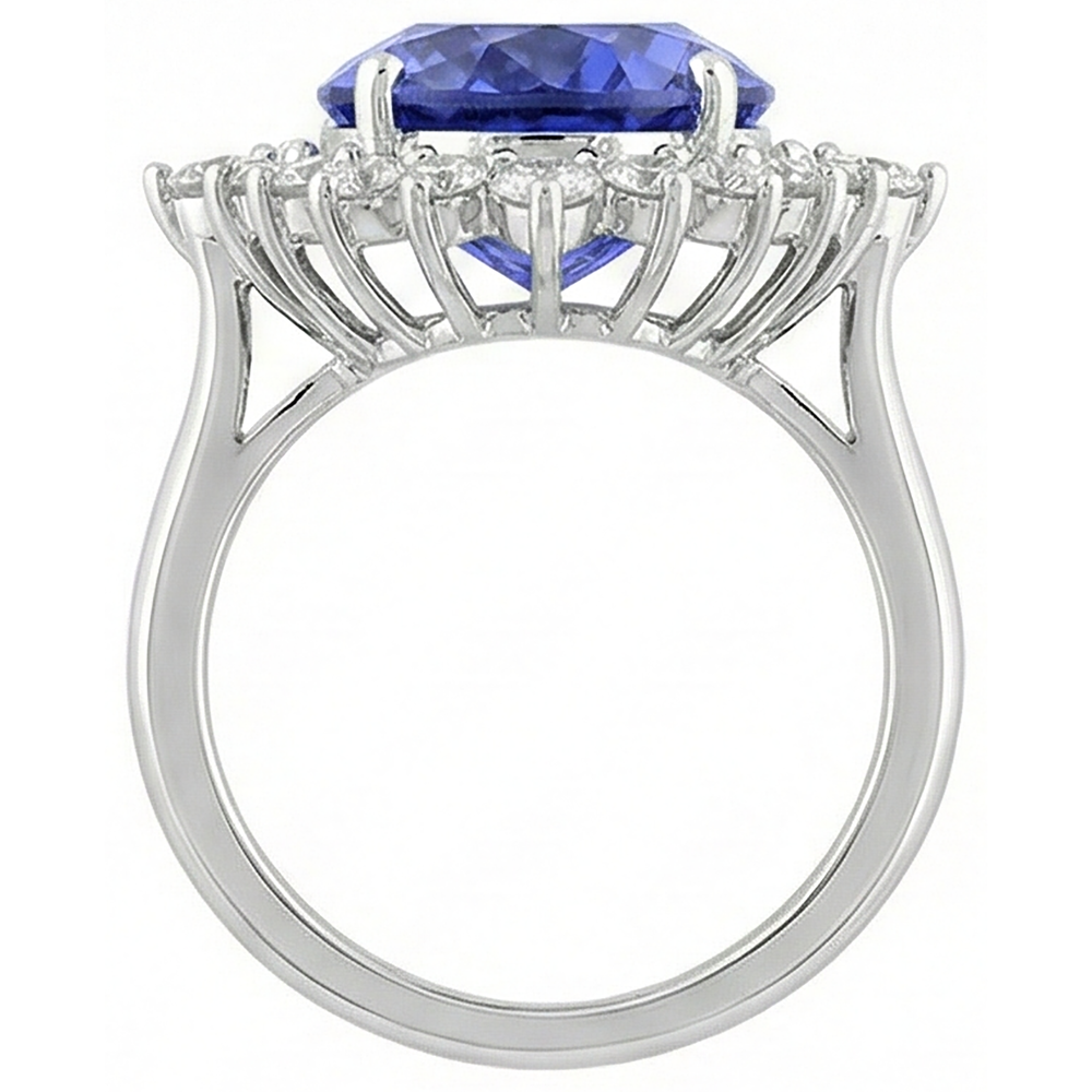 Anello di fidanzamento con diamante ovale in tanzanite. gioielli con pietre preziose da 8.50 carati