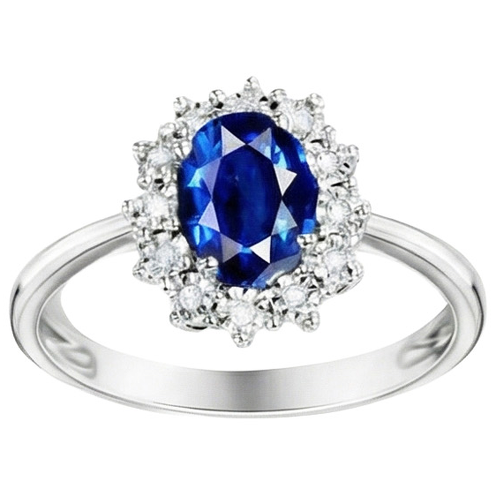 Anello di fidanzamento con diamante ovale. zaffiro dello Sri Lanka. 4 carati. da donna