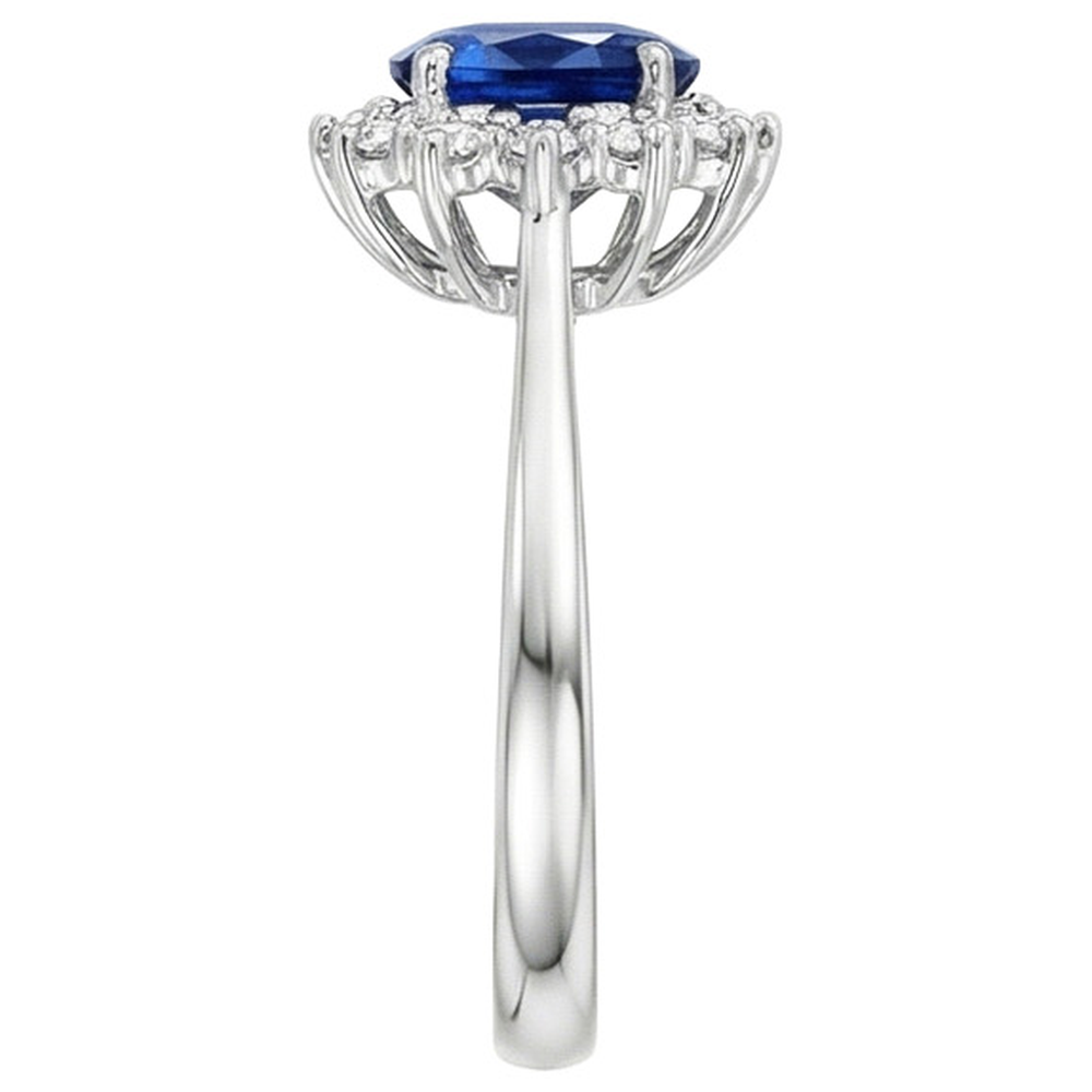 Anello di fidanzamento con diamante ovale. zaffiro dello Sri Lanka. 4 carati. da donna