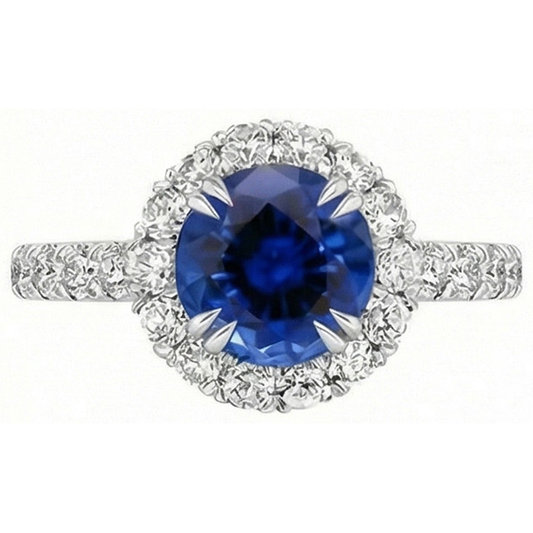 vero round zaffiro 3.50carati anello dettaglio ravvicinato