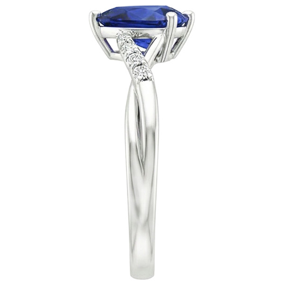 Anello di fidanzamento con diamante scintillante e zaffiro blu pera 4.50 carati