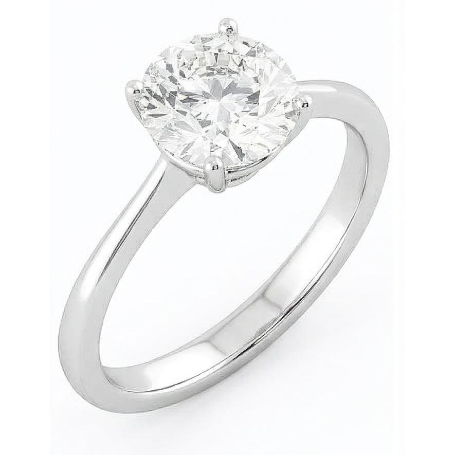 Anello di fidanzamento con diamante solitario da 2,75 ct a 4 punte in oro bianco 14K