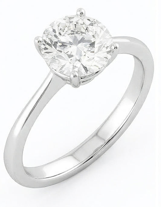 Anello di fidanzamento con diamante solitario da 2,75 ct a 4 punte in oro bianco 14K