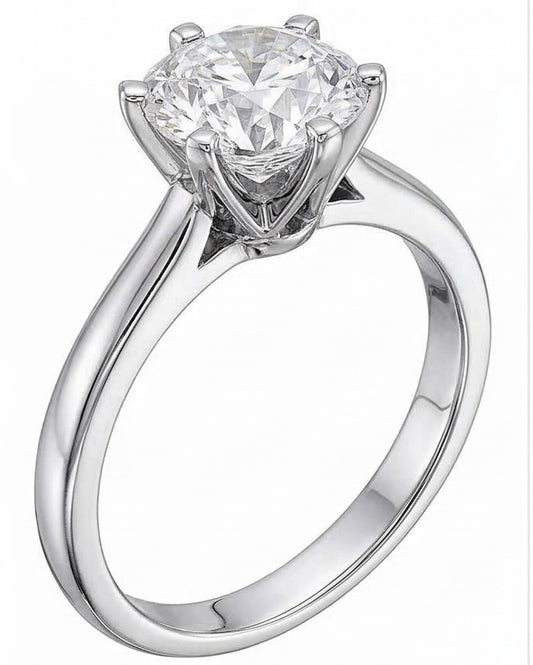 Anello di fidanzamento con diamante solitario rotondo da 1 carato in oro bianco 14K