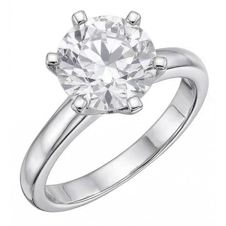 Anello di fidanzamento con diamante solitario rotondo da 1 carato in oro bianco 14K