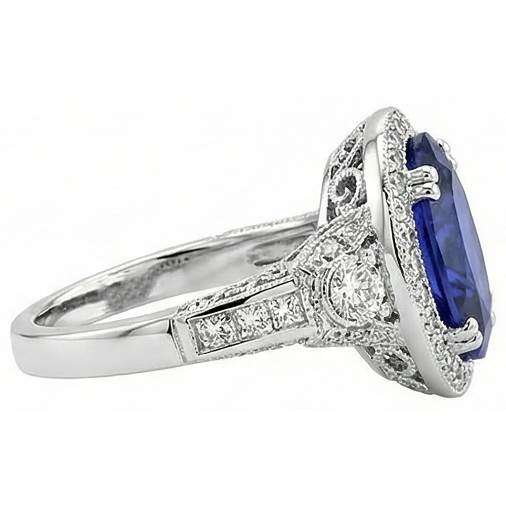 vero round tanzanite 5.40carati anello vista dall'alto