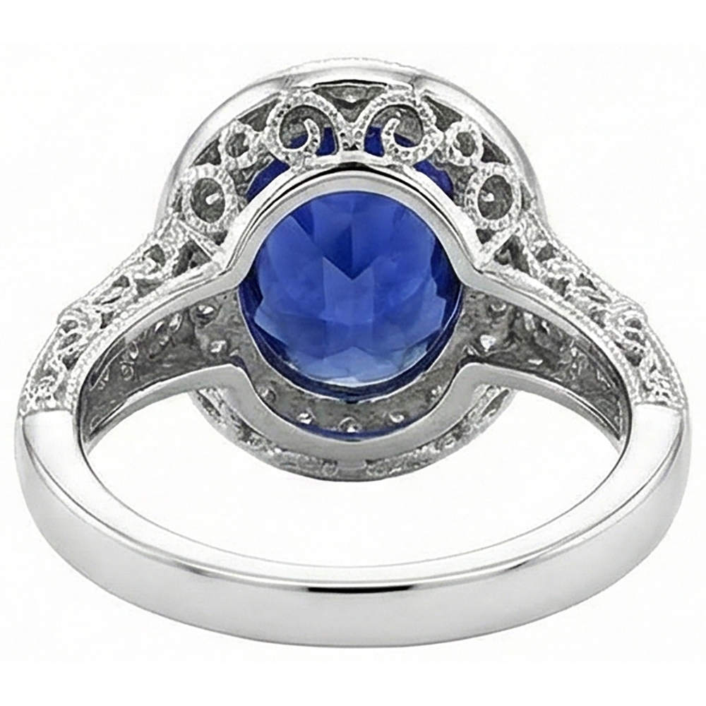 vero round tanzanite 5.40carati anello su bianco
