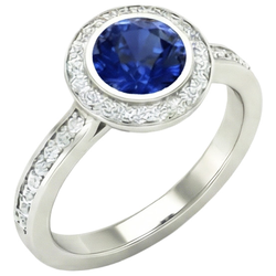 Anello di fidanzamento con diamante zaffiro Ceylon con castone 14K 3,42 carati