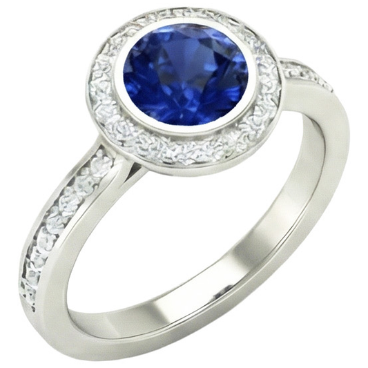 Anello di fidanzamento con diamante zaffiro Ceylon con castone 14K 3,42 carati