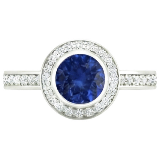 Anello di fidanzamento con diamante zaffiro Ceylon con castone 14K 3,42 carati