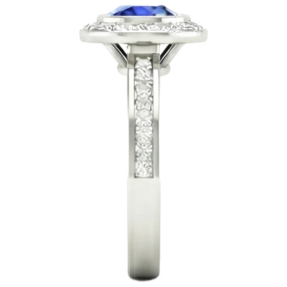Anello di fidanzamento con diamante zaffiro Ceylon con castone 14K 3,42 carati