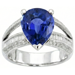 Anello di fidanzamento con diamante zaffiro blu 3.50 carati stile antico