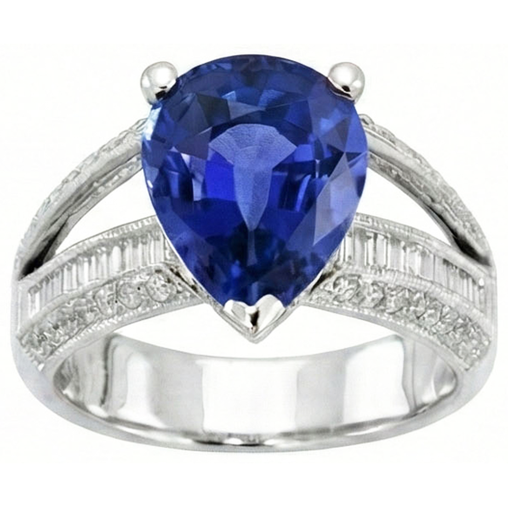 Anello di fidanzamento con diamante zaffiro blu 3.50 carati stile antico
