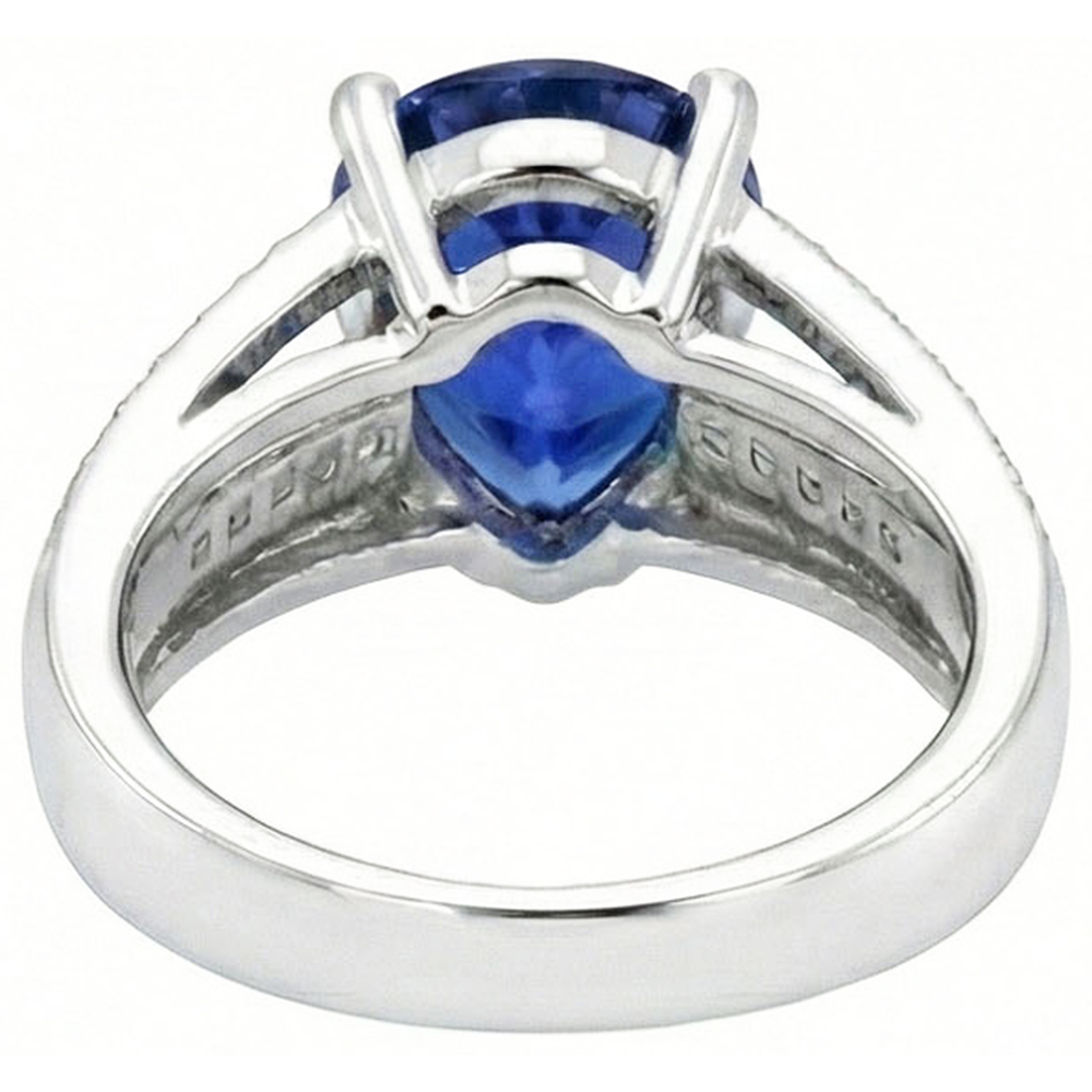Anello di fidanzamento con diamante zaffiro blu 3.50 carati stile antico