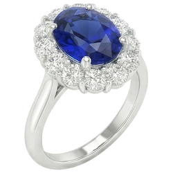 Anello di fidanzamento con diamante zaffiro blu Pietra preziosa di Ceylon ovale 9.25 carati