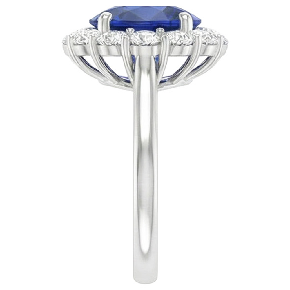 Anello di fidanzamento con diamante zaffiro blu Pietra preziosa di Ceylon ovale 9.25 carati