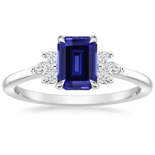 Anello di fidanzamento con diamante zaffiro dello Sri Lanka smeraldo 2.50 carati - harrychadent.it