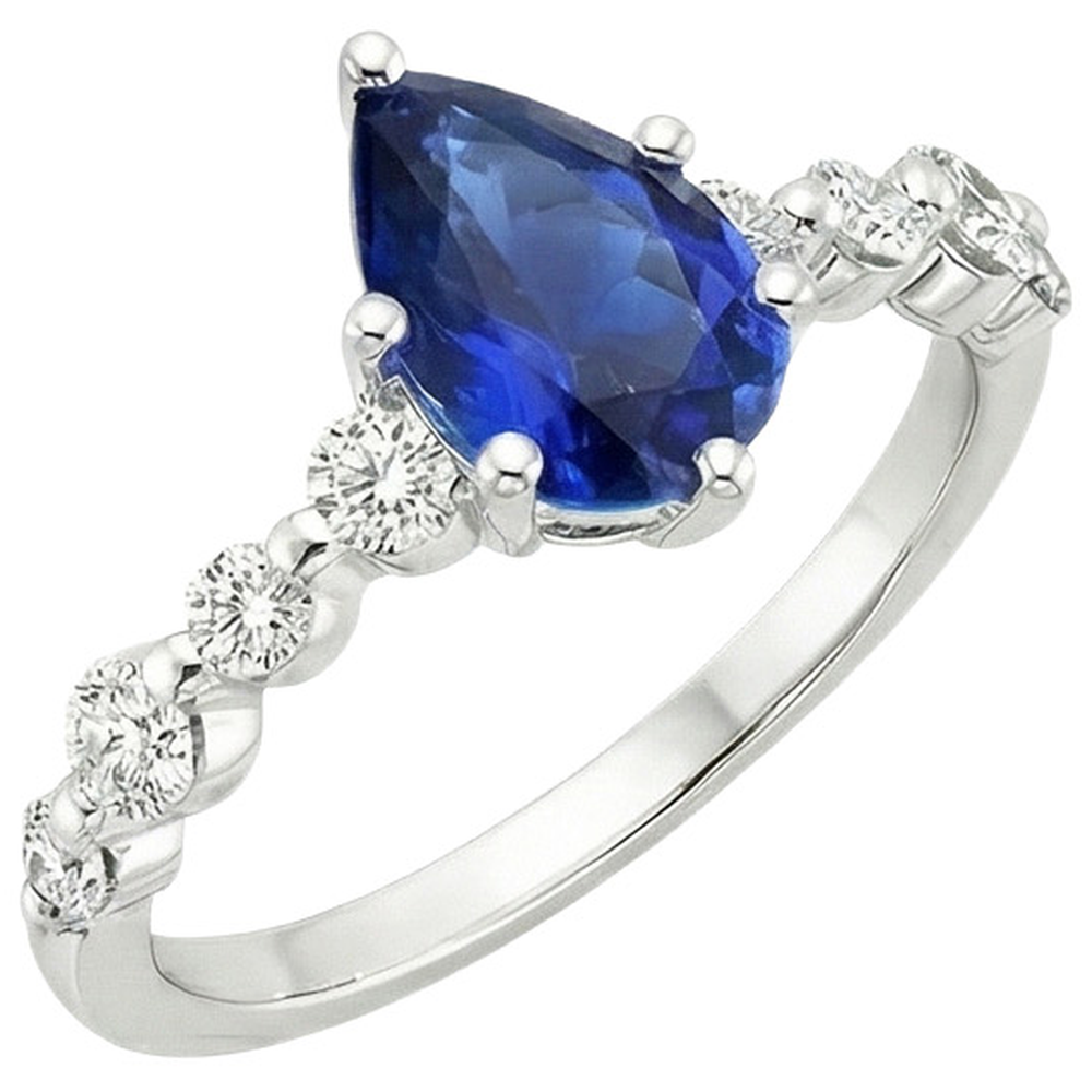 vero pear diamante 6.75carati anello vista dall'alto