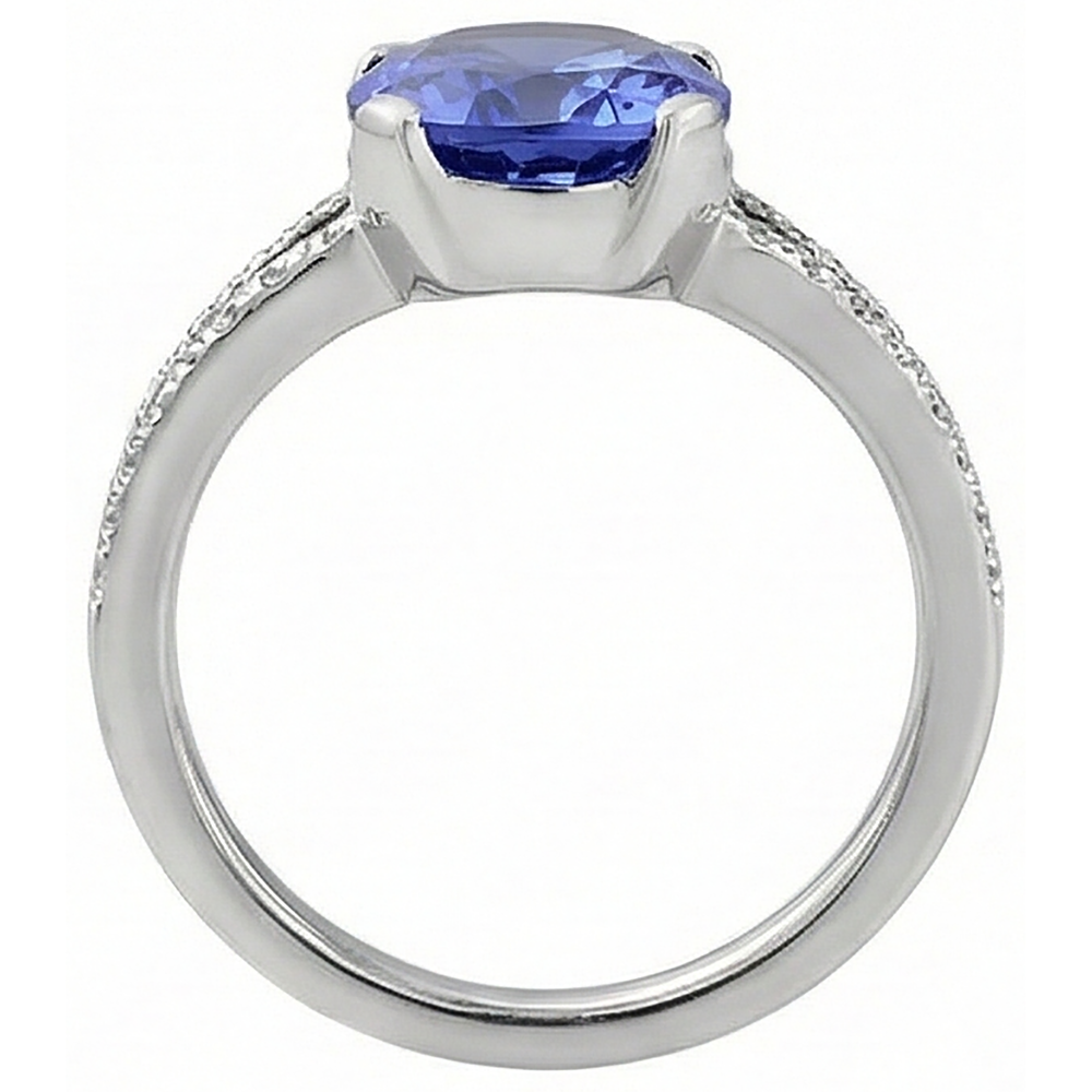 Anello di fidanzamento con diamanti tanzanite ovale da 7 carati in oro bianco 14K